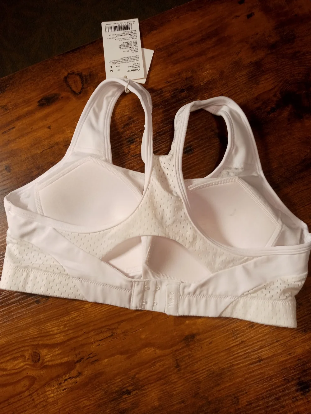 NWT Yvette Medium Gorgeous Padded Wirefree White With Color Accents Sports Bra - Picture 3 of 9